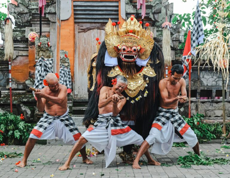 Traditional dancers performing during a festival in Bali
